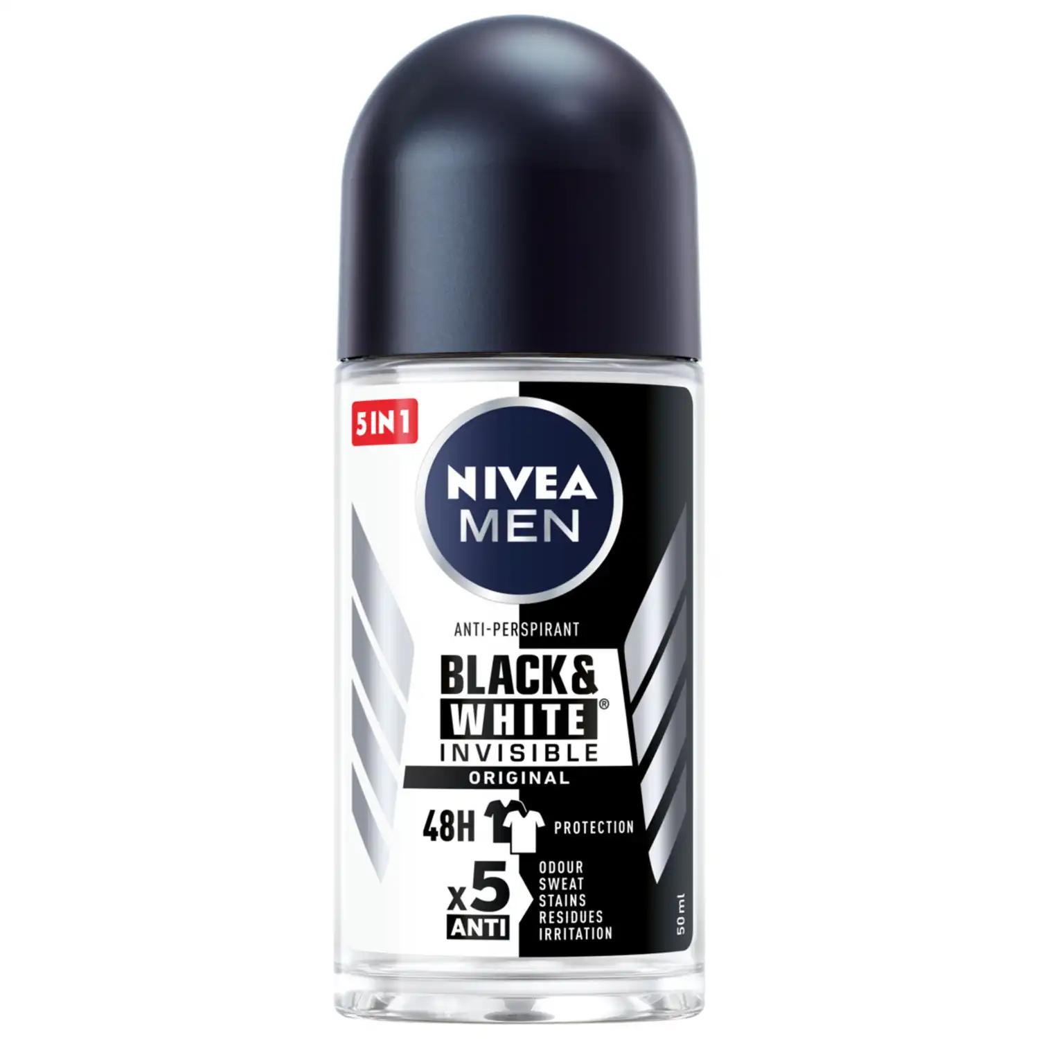 Nivea Men Black & White Invisible Original antyperspirant męski w kulce, 50 ml