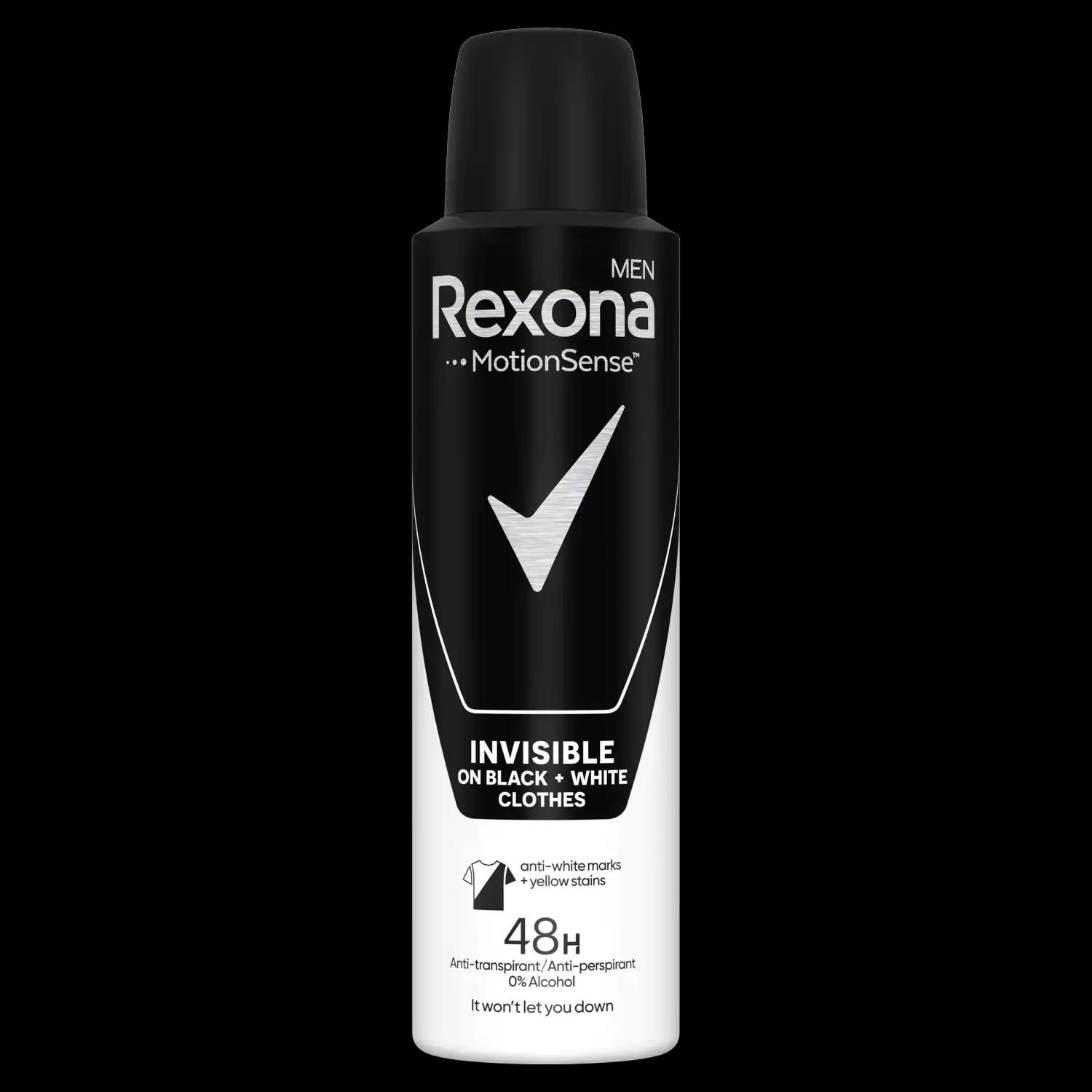 Rexona Men Invisible Black & White antyperspirant męski w sprayu, 150 ml