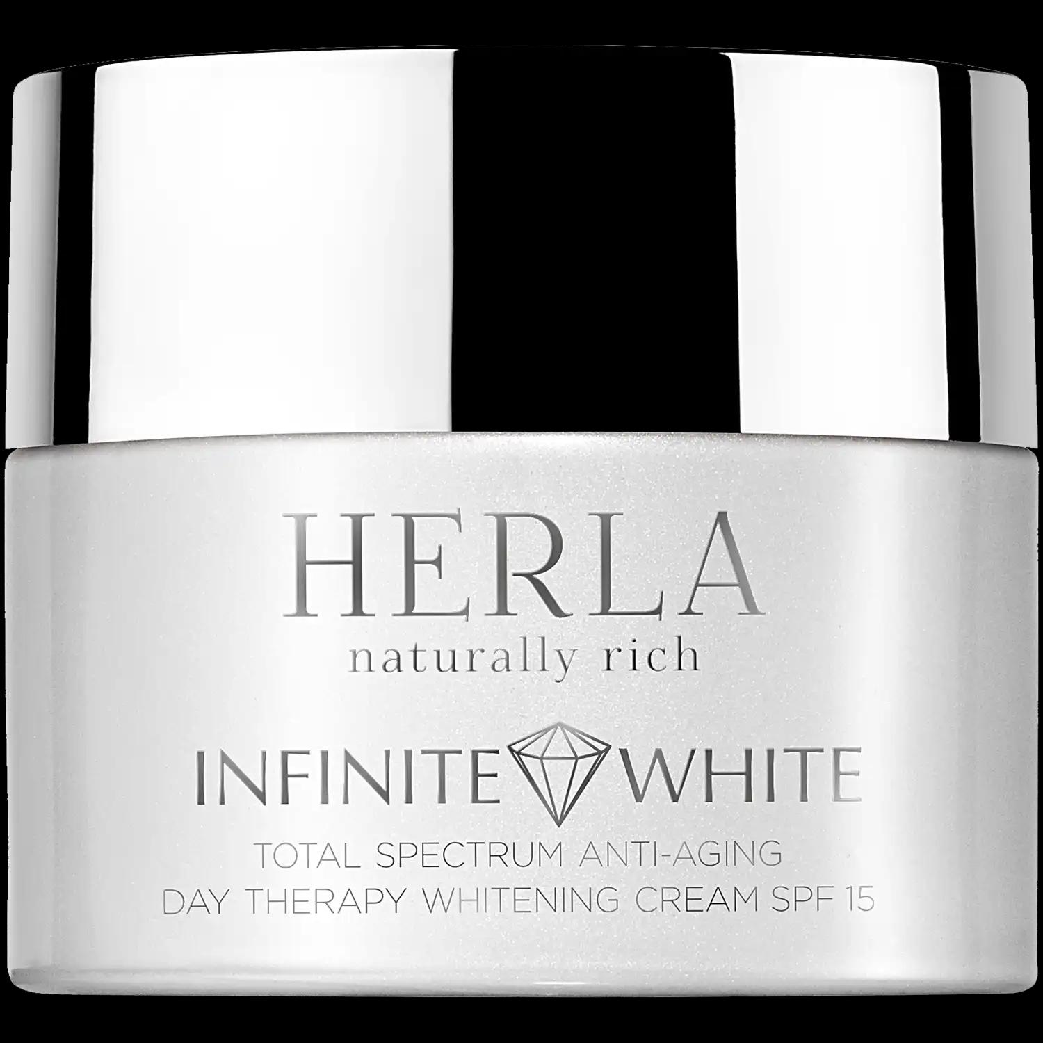 Herla Infinite White przeciwstarzeniowy krem wybielający przebarwienia z filtrem SPF15 do twarzy na dzień, 50 ml