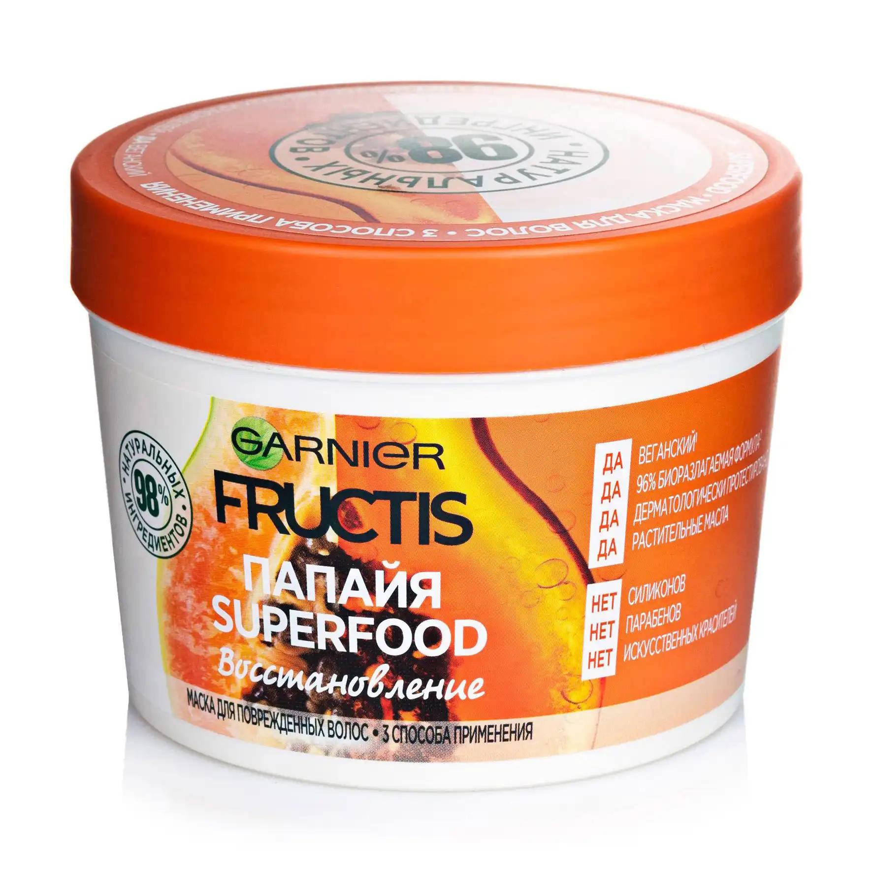 Garnier Fructis Superfood Папая маска для пошкодженого волосся "Відновлення" 390 мл