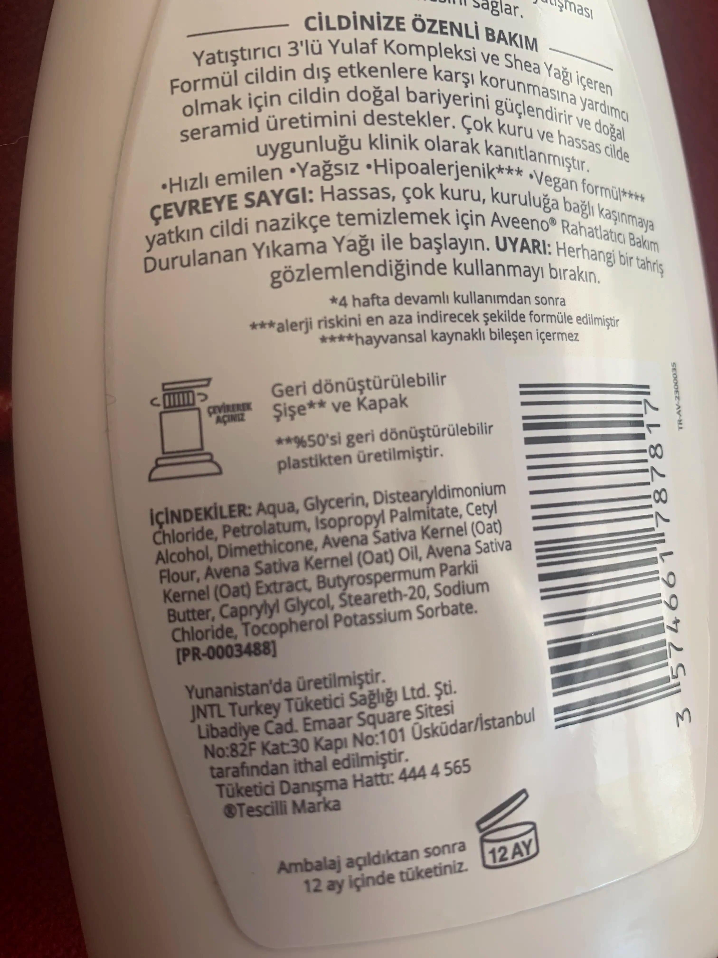 Aveeno Rahatlatıcı Bakım Nemlendirici Vücut Losyonu