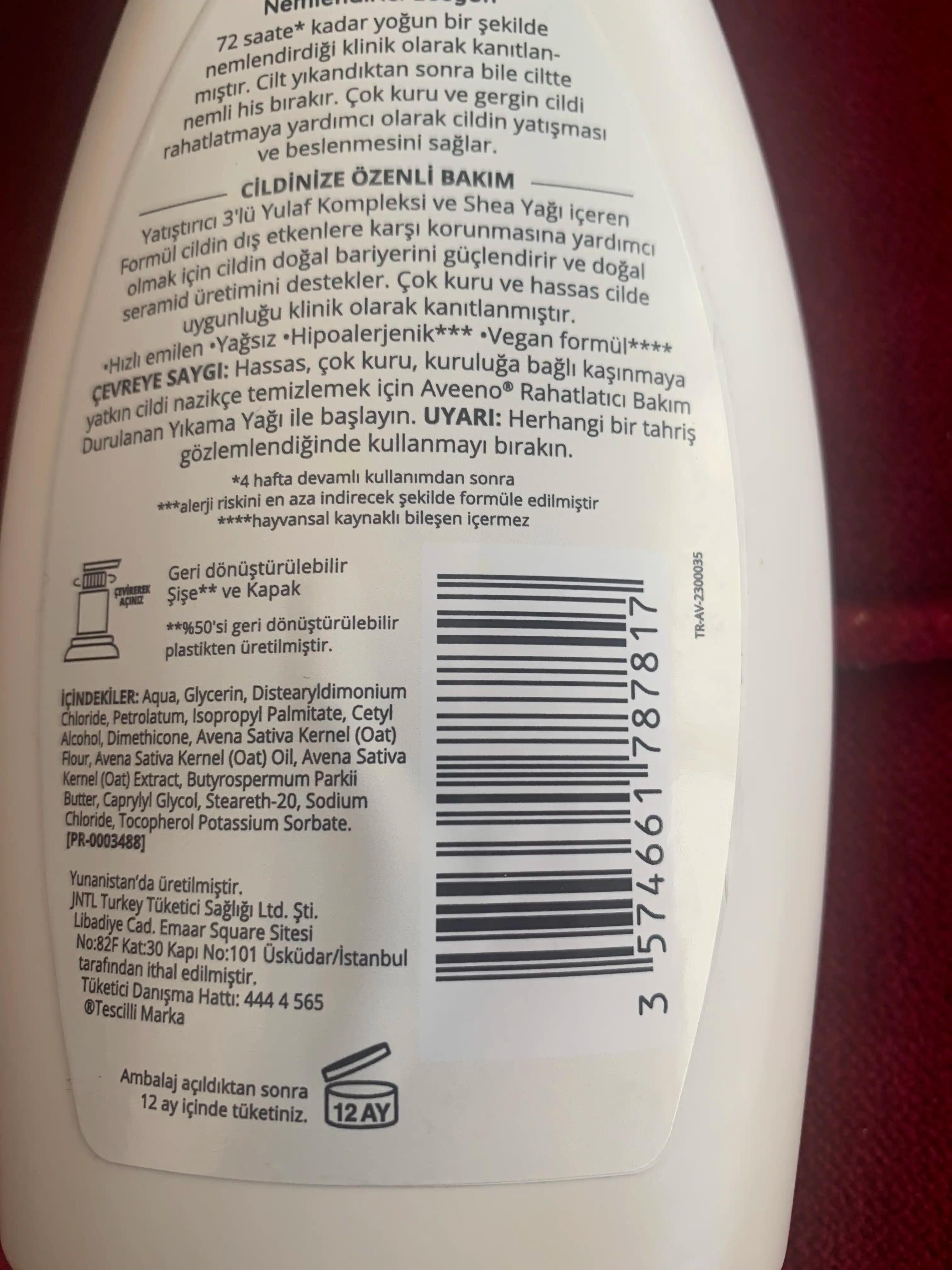 Aveeno Rahatlatıcı Bakım Nemlendirici Vücut Losyonu