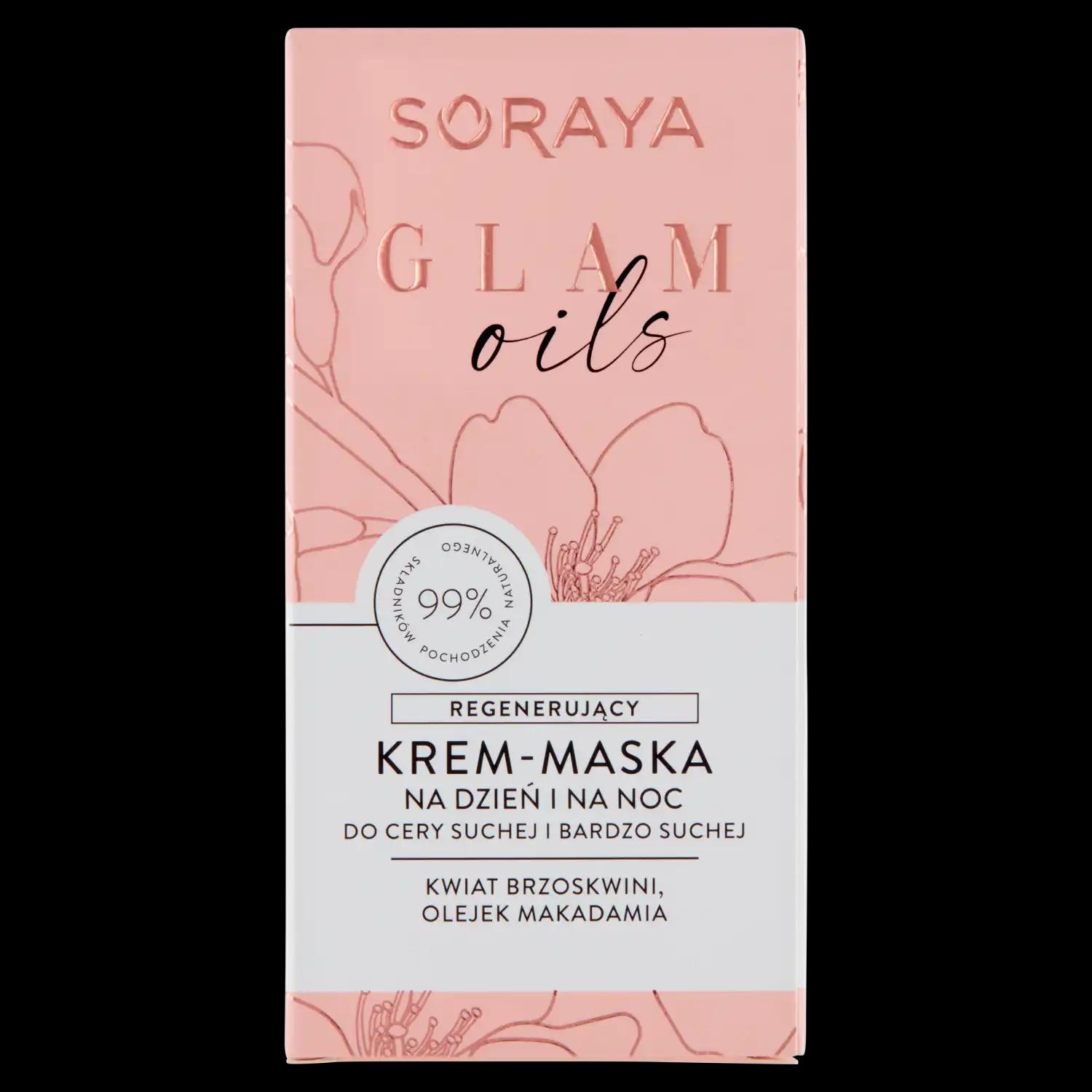 Soraya Glam Oils regenerujący krem-maska do twarzy na noc, 50 ml