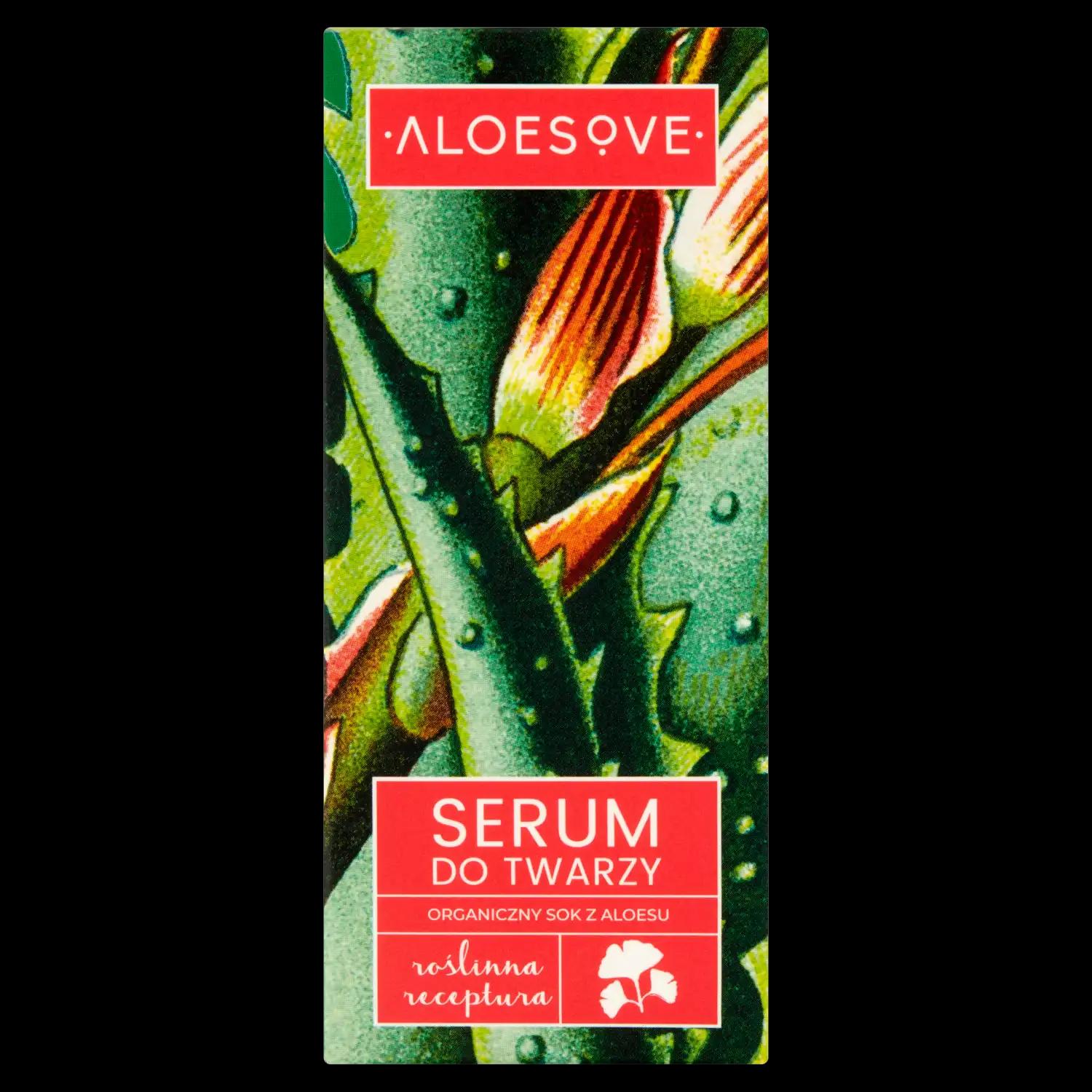 Aloesove Roślinna receptura serum do twarzy z organicznym sokiem z aloesu, 30 ml