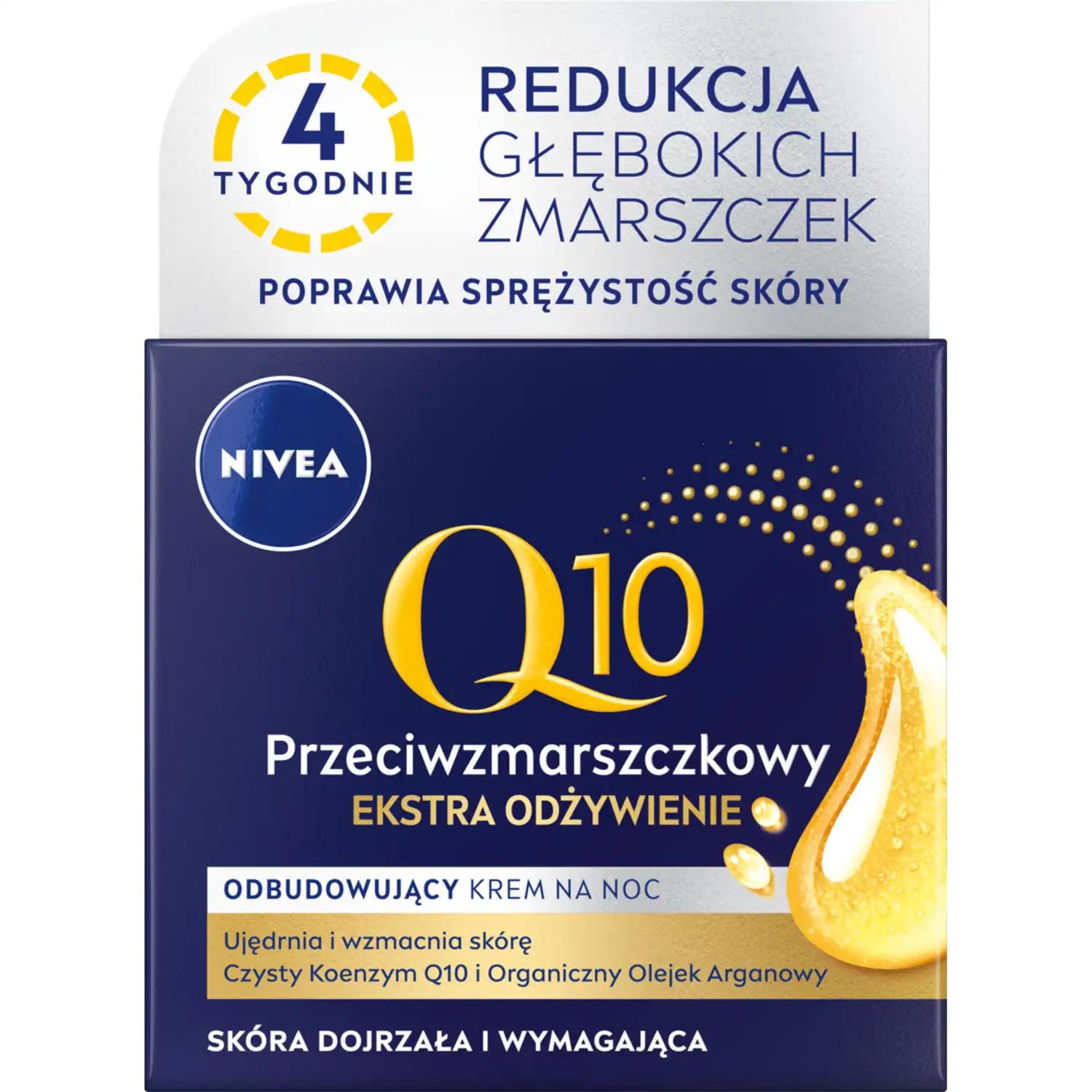 Nivea Q10 Ekstra Odżywienie przeciwzmarszczkowy krem do twarzy na noc, 50 ml