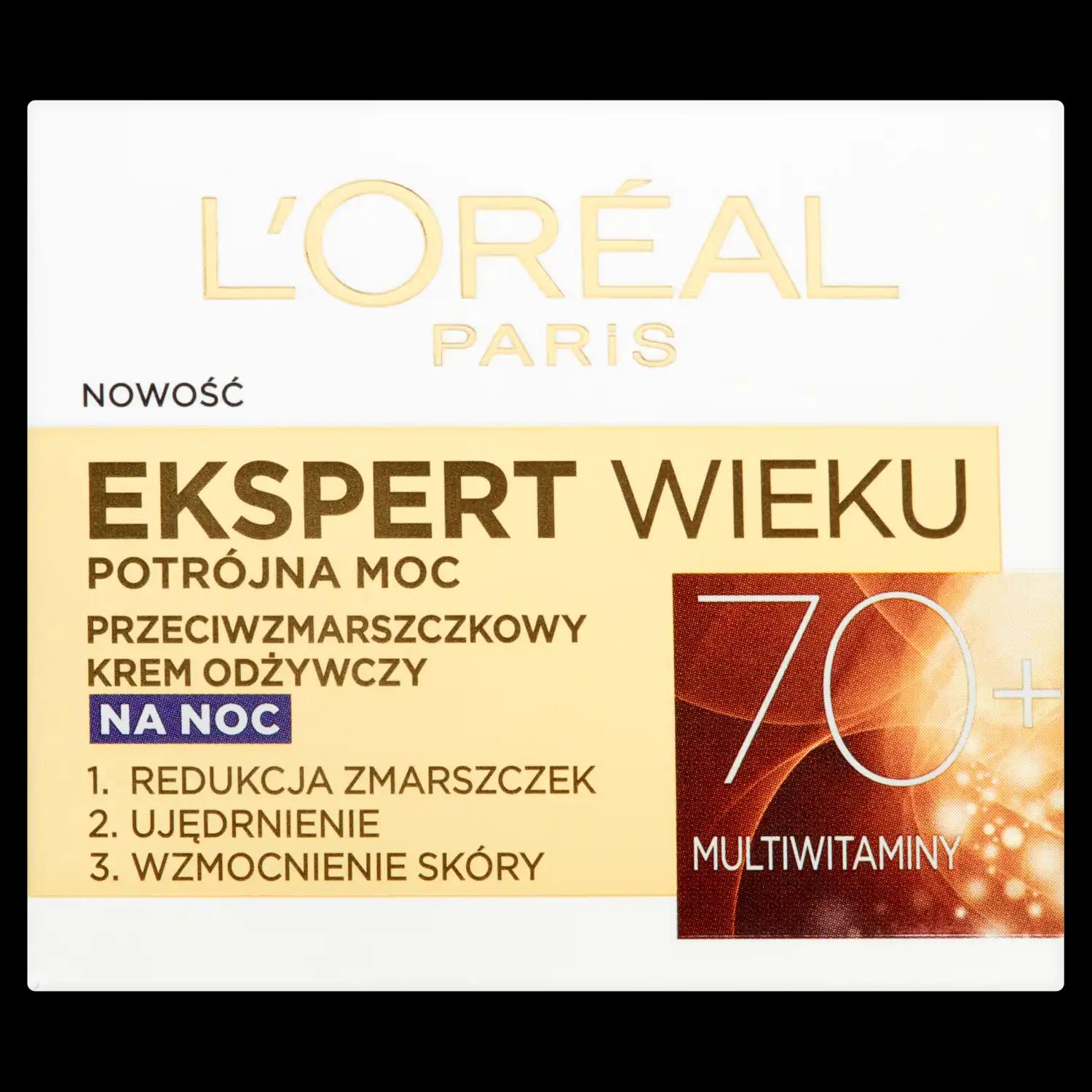 L'Oreal Paris Expert Wieku przeciwzmarszczkowy krem odżywczy do twarzy na noc 70+, 50 ml