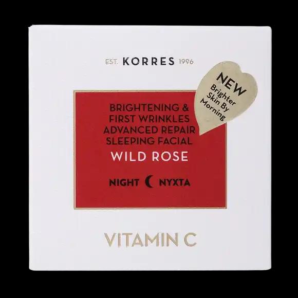 Korres Wild Rose rozjaśniająca maska-krem do twarzy na noc z witaminą C, 40 ml