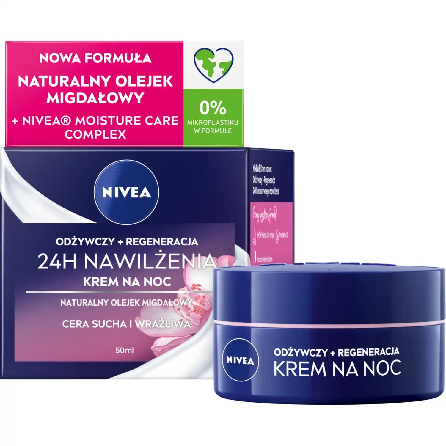 Nivea 24h Nawilżenia regenerujący i odżywczy krem do twarzy na noc, 50 ml