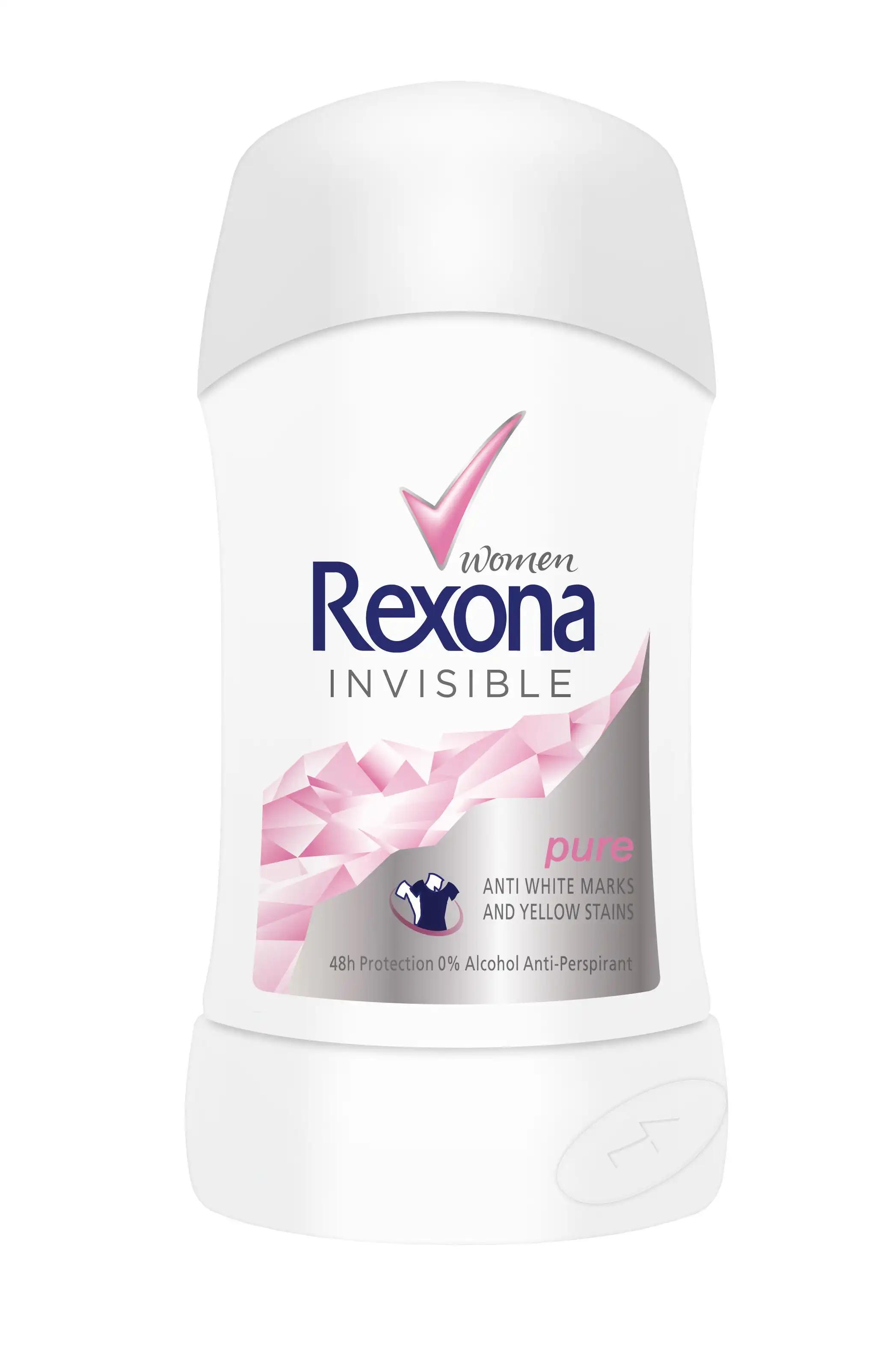 Rexona Invisible Pure antyperspirant damski w sztyfcie, 40 ml