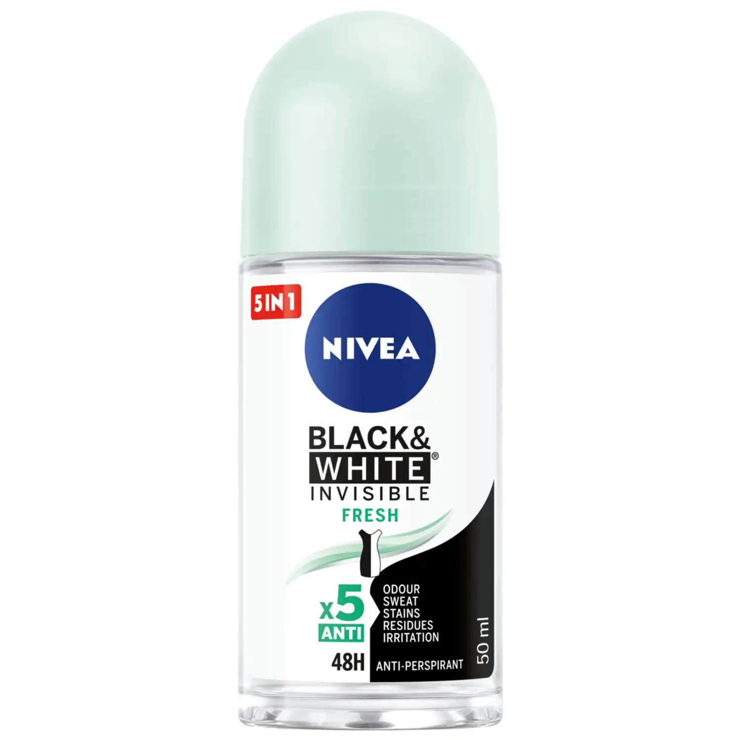 Nivea Black & White Invisible Fresh antyperspirant damski w kulce, 50 ml