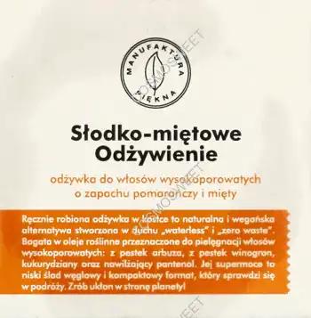 MANUFAKTURA PIĘKNA Słodko-miętowe Odżywienie do włosów wysokoporowatych o zapachu pomarańczy i mięty 55 g