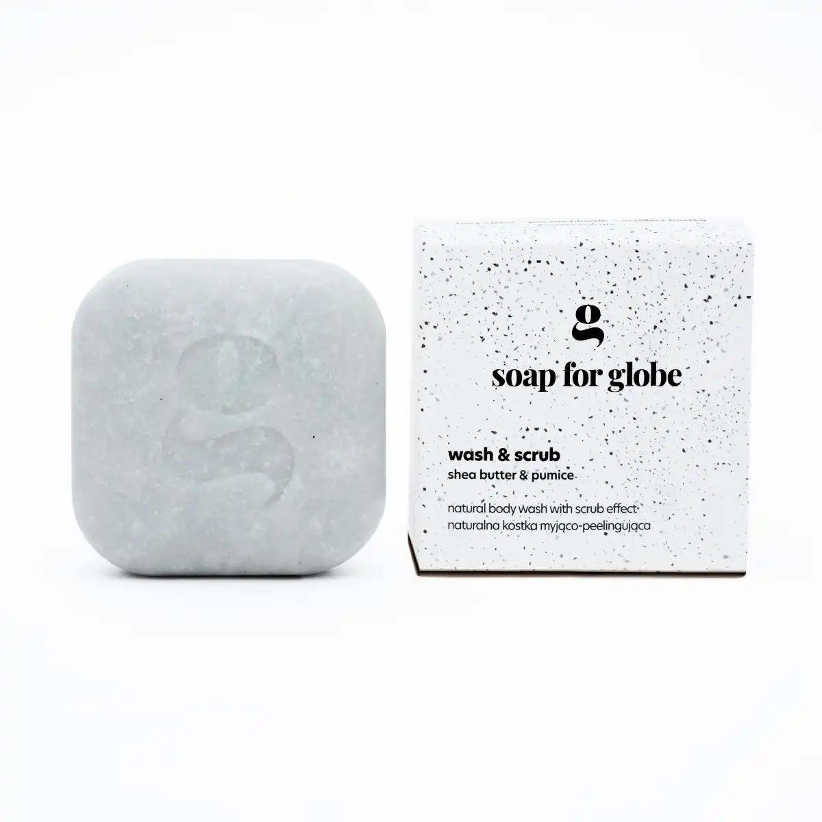 Soap for Globe Wash&Scrub kostka myjąco-peelingująca z masłem shea i skałką wulkaniczną, 100 g