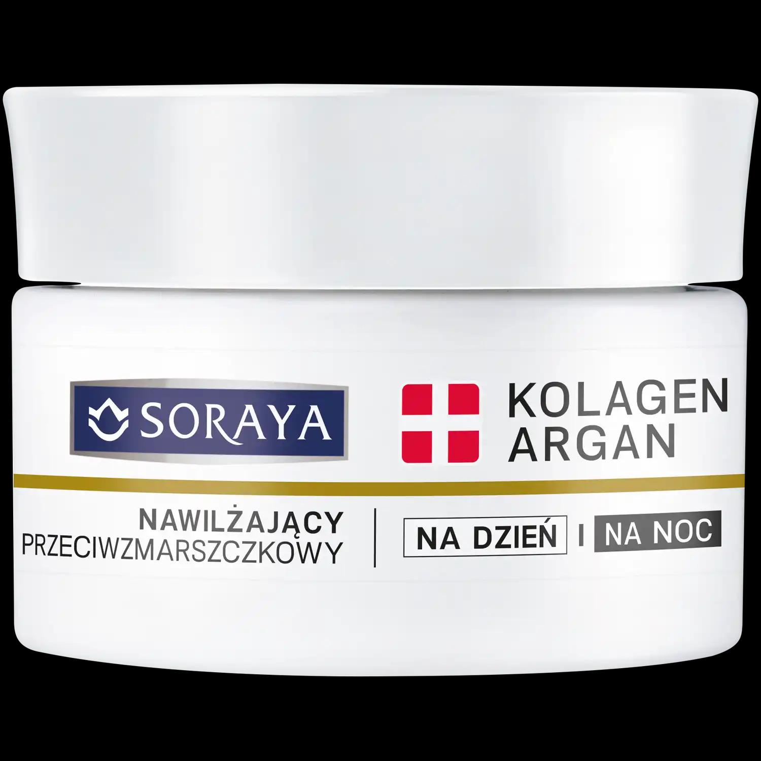 Soraya Kolagen + Argan krem do twarzy nawilżający i przeciwzmarszczkowy na dzień i na noc, 50 ml