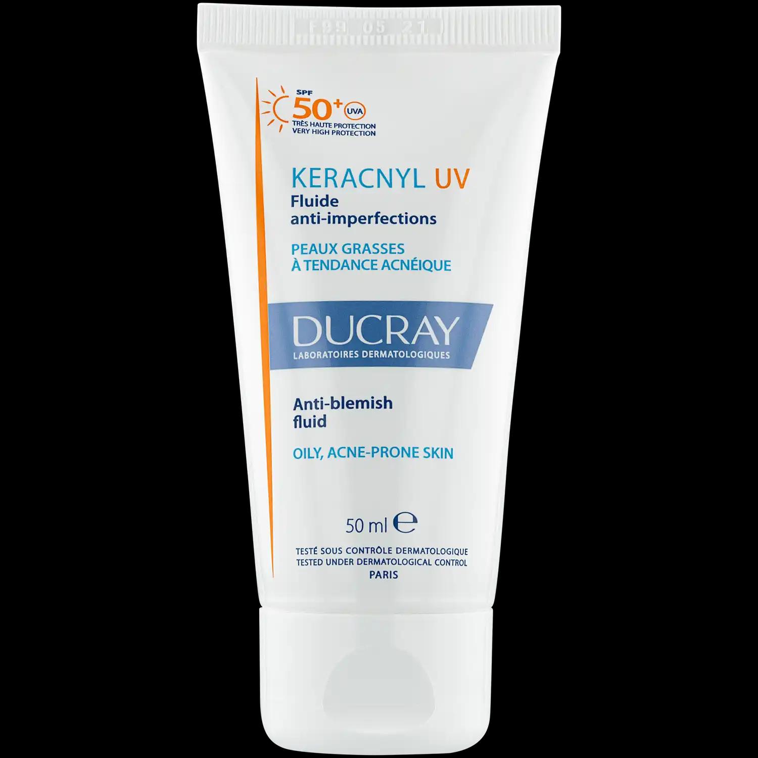 Ducray Keracnyl UV fluid z filtrem SPF50 na niedoskonałości do twarzy, 50 ml