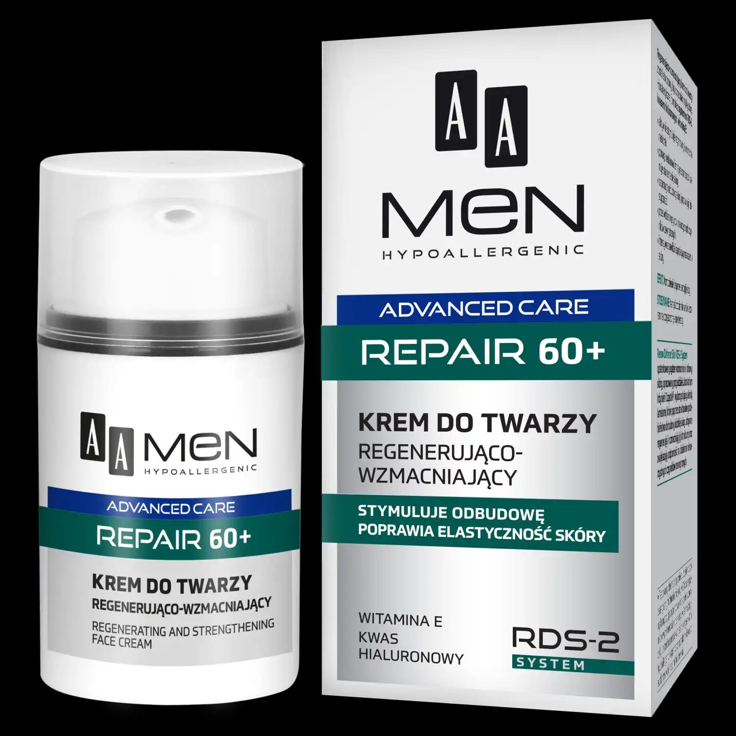 AA Men Advanced Care regenerująco-wzmacniający krem do twarzy 60+ męski, 50 ml