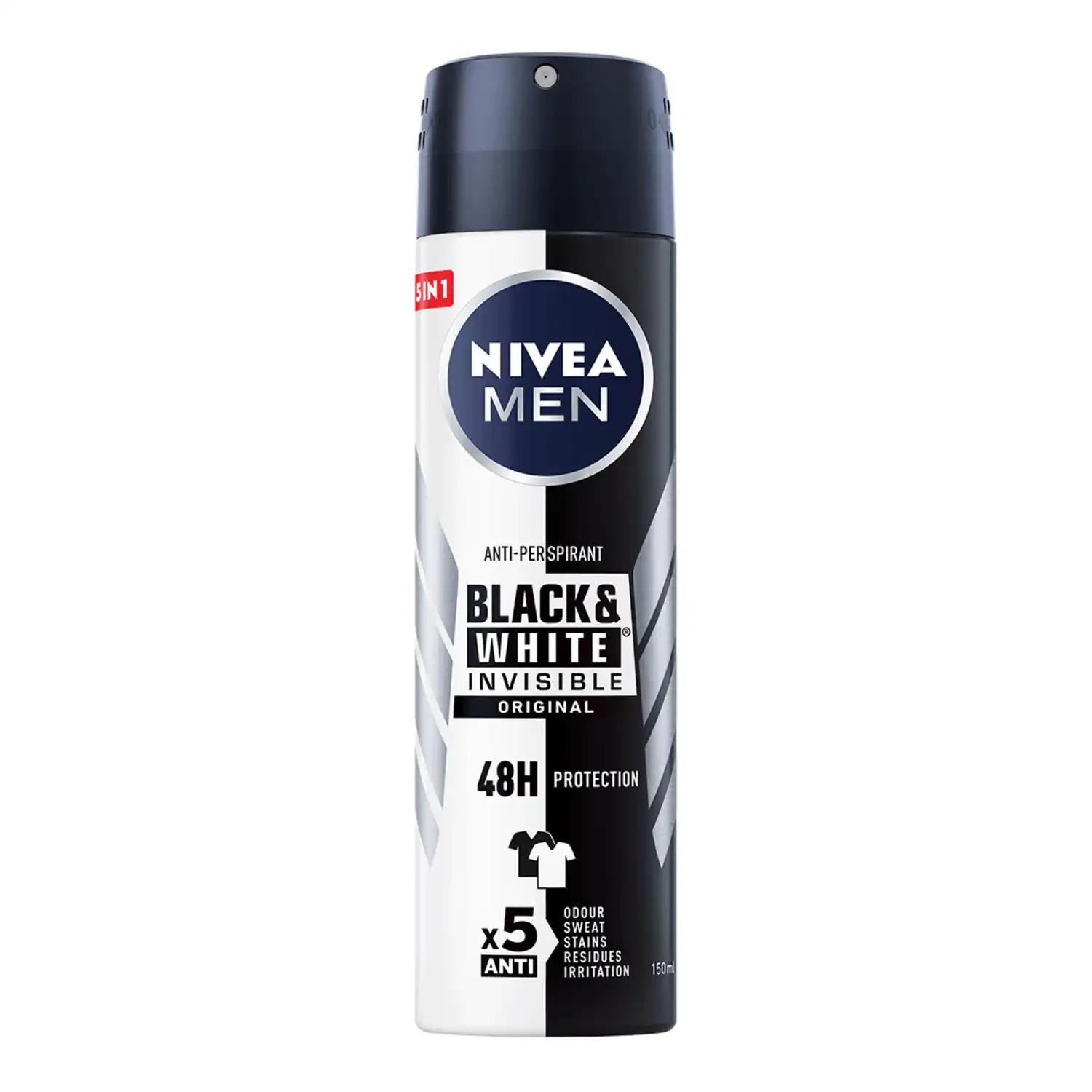 Nivea Men Black & White Invisible Original antyperspirant męski w sprayu, 150 ml