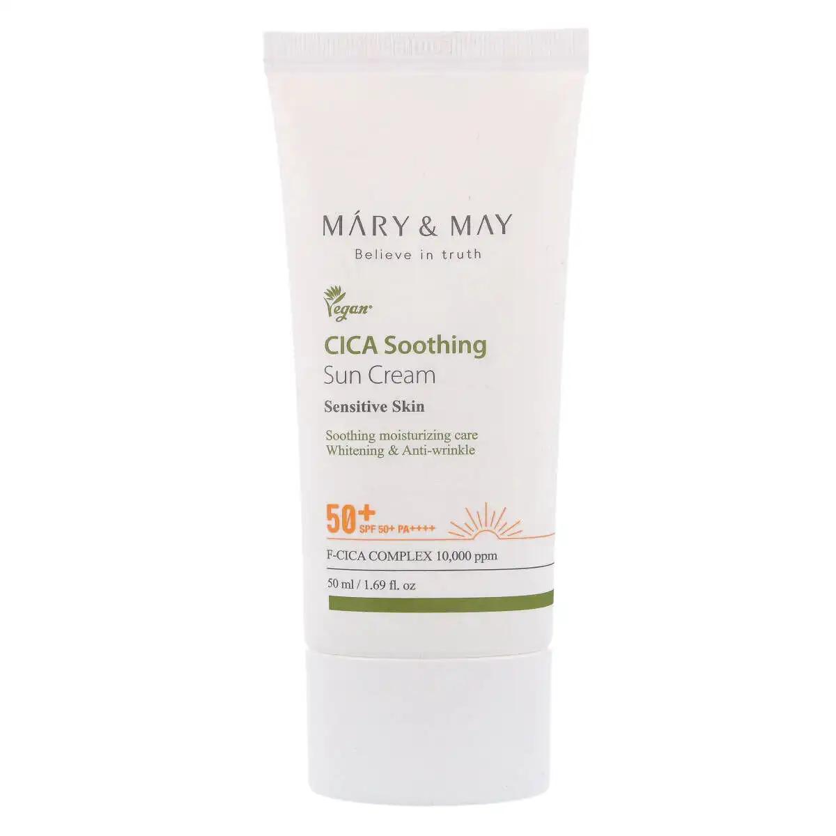 Mary & May CICA Soothing łagodzący krem przeciwsłoneczny SPF 50+, 50 ml