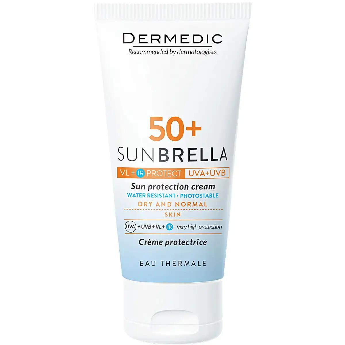 Dermedic Sunbrella wodoodporny krem ochronny SPF50+ do skóry suchej i normalnej, 50 ml