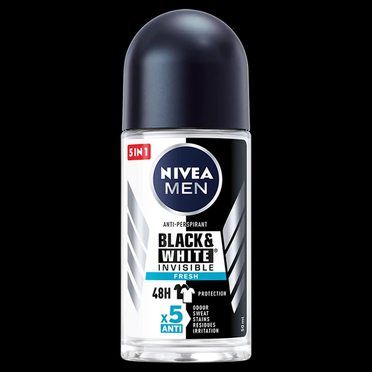 Nivea Men Black & White Invisible Fresh antyperspirant męski w kulce, 50 ml