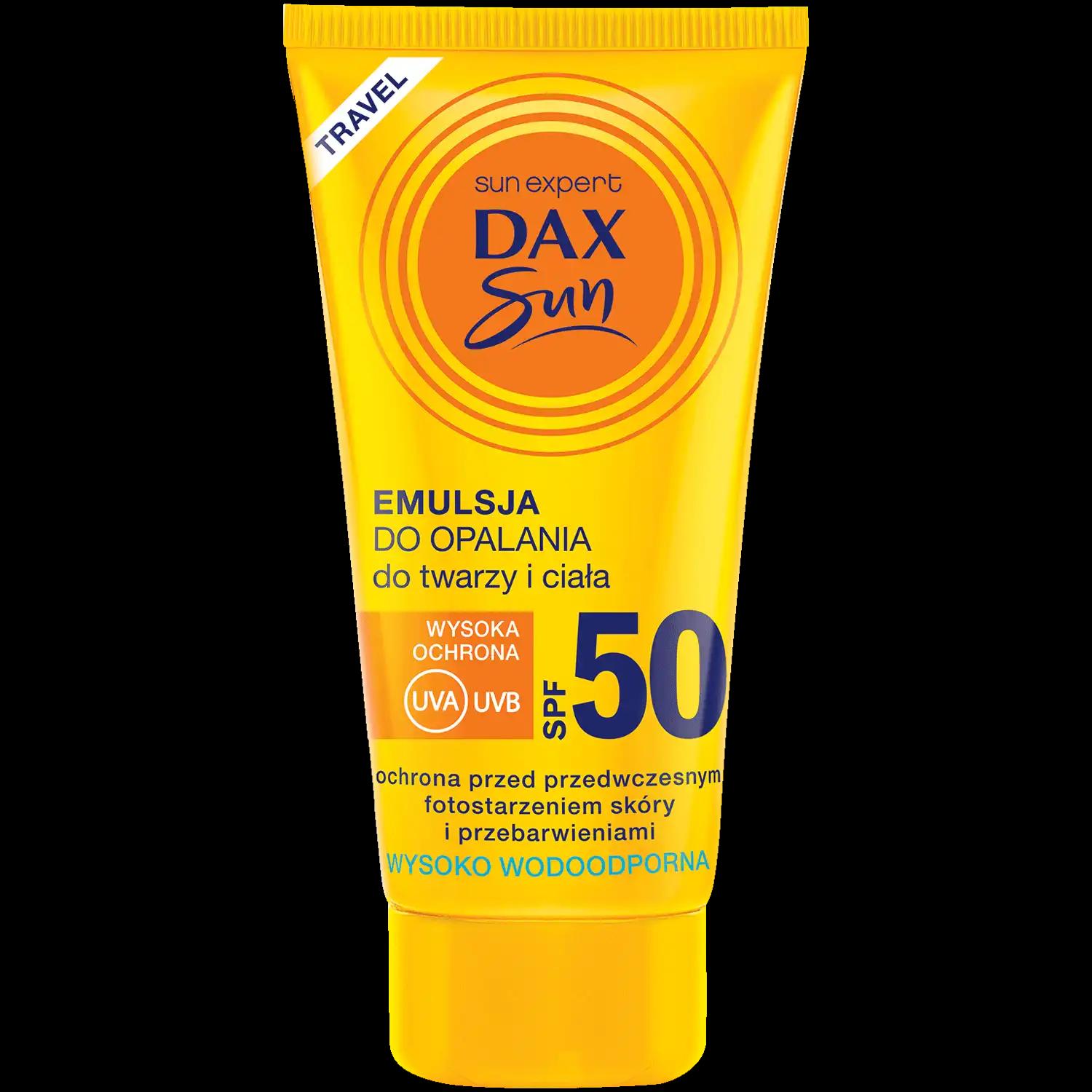 DAX Dax Sun emulsja do opalania do twarzy i ciała SPF50 travel, 50 ml