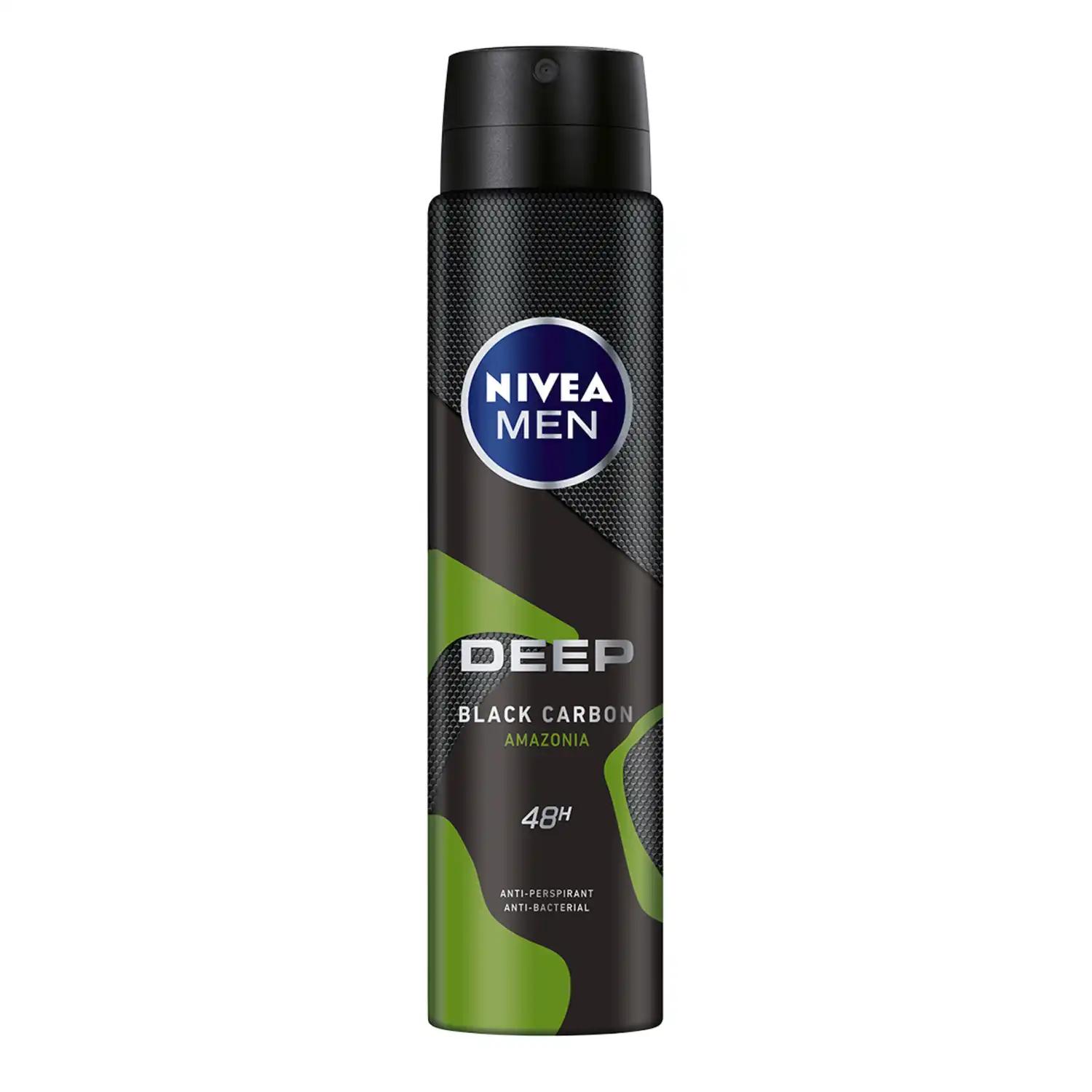 Nivea Men Deep Black Carbon Amazonia antyperspirant męski w sprayu, 250 ml