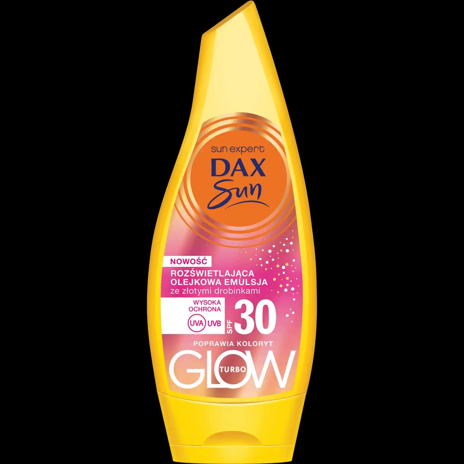 DAX Dax Sun Turbo Glow rozświetlająca olejkowa emulsja ze złotymi drobinami do ciała SPF30, 175 ml